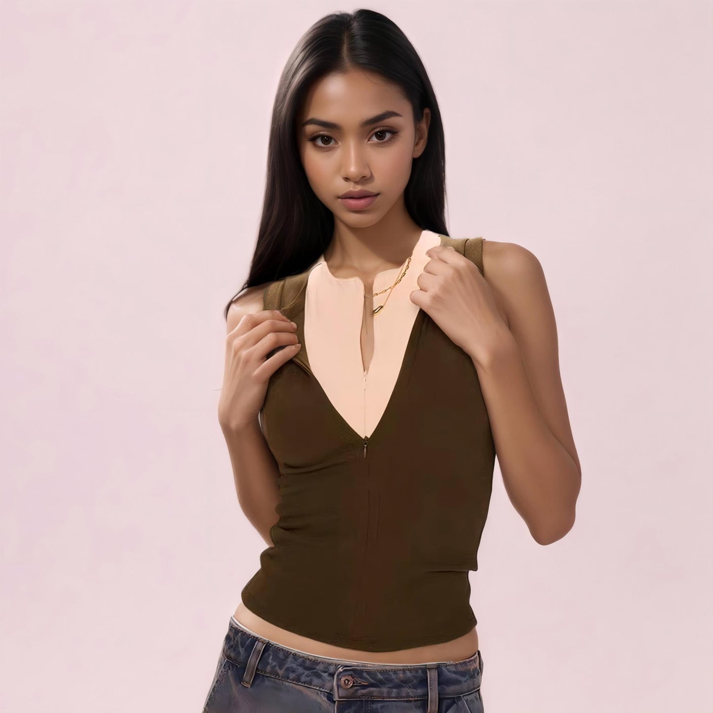 Half-zipped sports vest