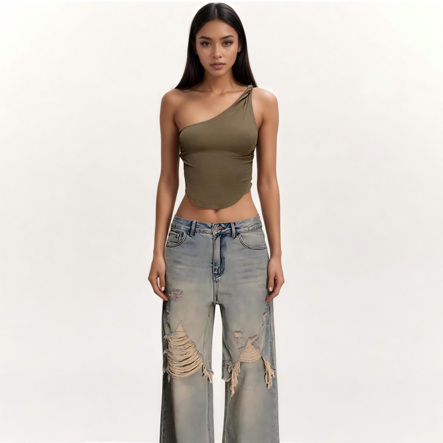 Off-the-shoulder knotted vest