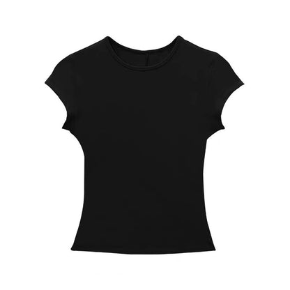 Solid-color slimming T-shirt