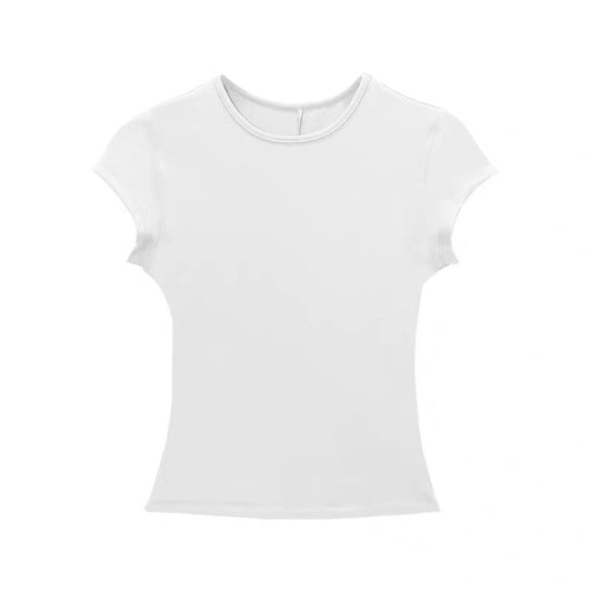 Solid-color slimming T-shirt