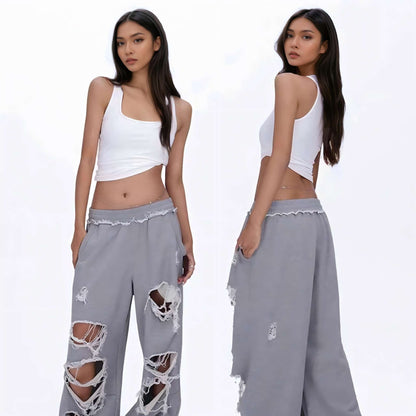 Distressed Style Casual Pants