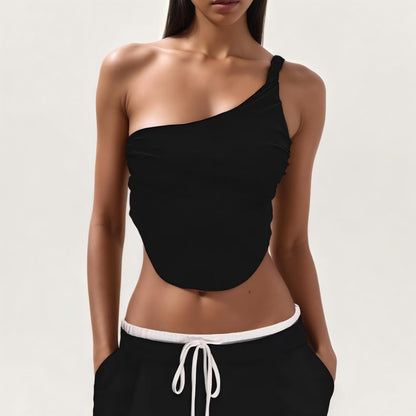 Off-the-shoulder knotted vest