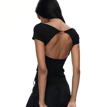 Backless design T-shirt